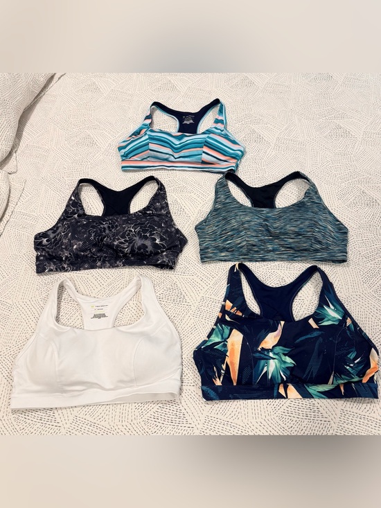 tek gear Other - Sports Bra Bundle -White, Navy tropical, Teal stripes x2 patterns, Black flowers